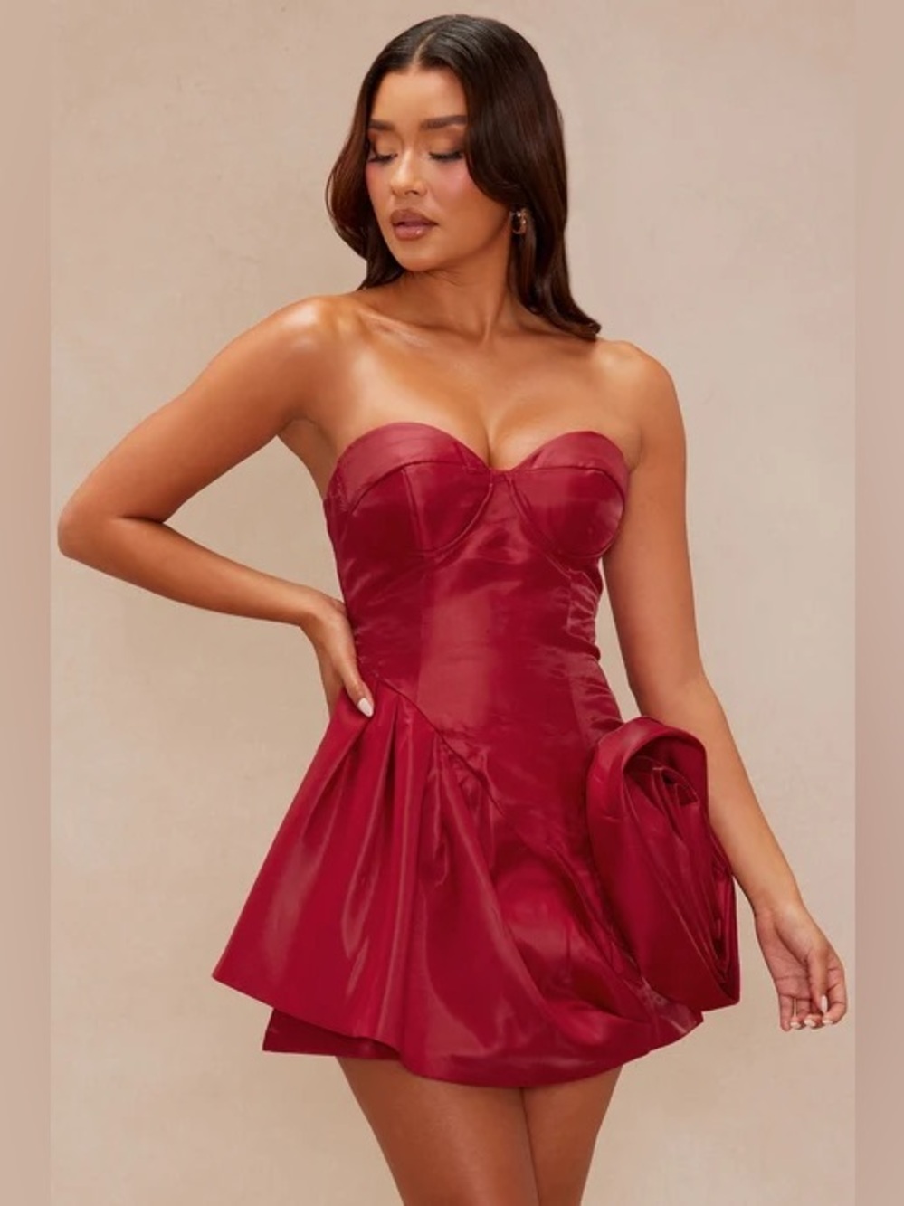 Nova Luxe Taffeta Floral Appliqué Mini Dress NEW 🏷️